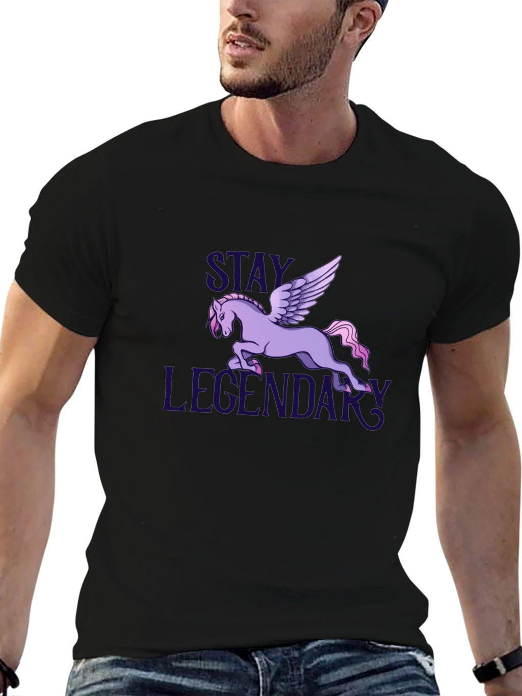 Stay Legendary Pegasus Graphic T-Shirt - Black
