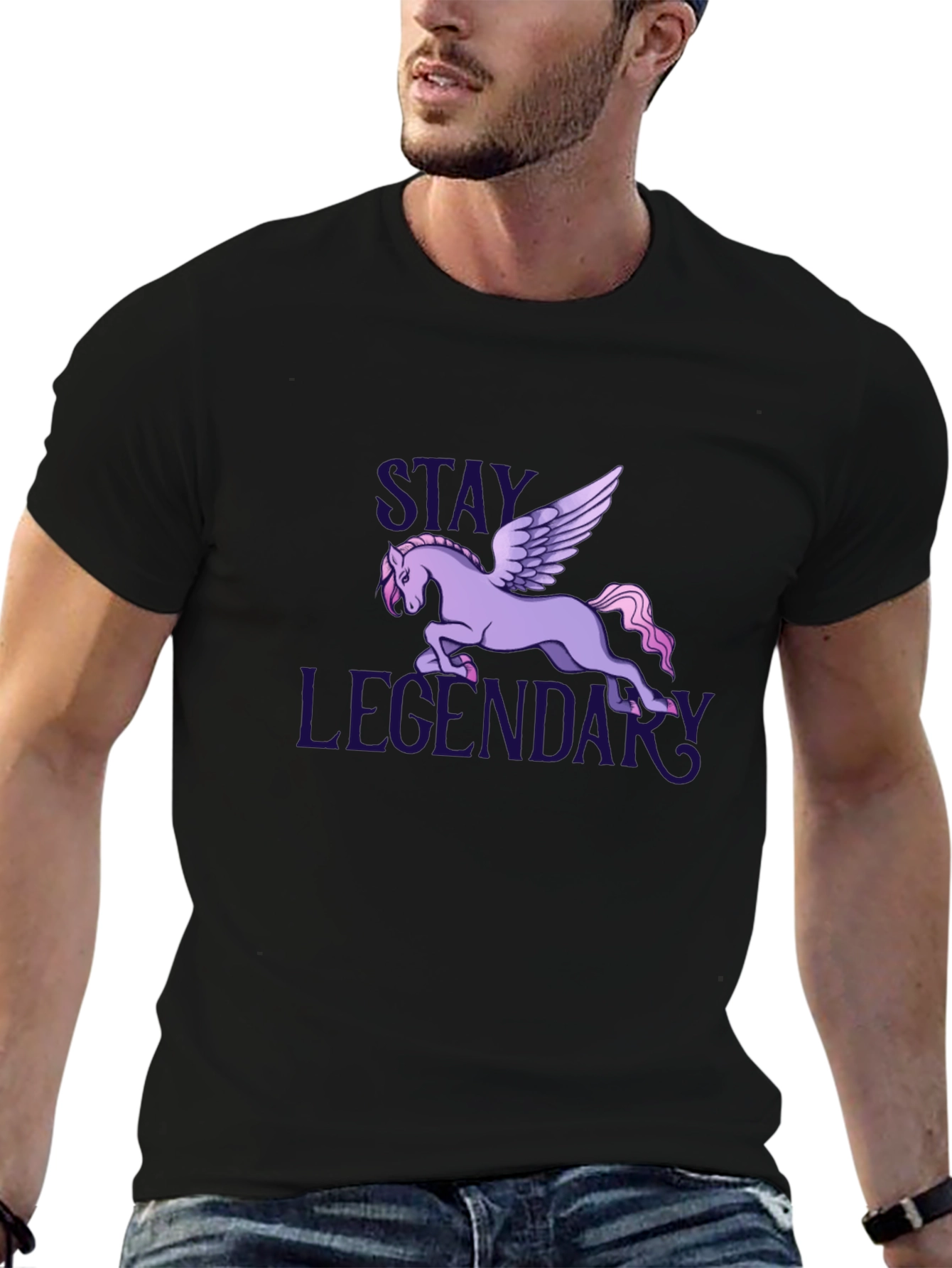 Stay Legendary Pegasus Graphic T-Shirt - Black