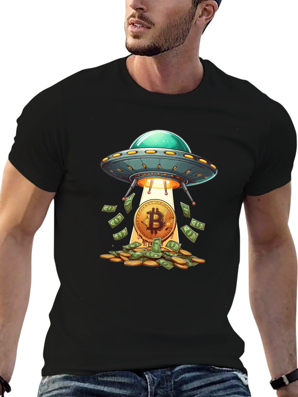 UFO Bitcoin T-Shirt - Crypto Space Tee