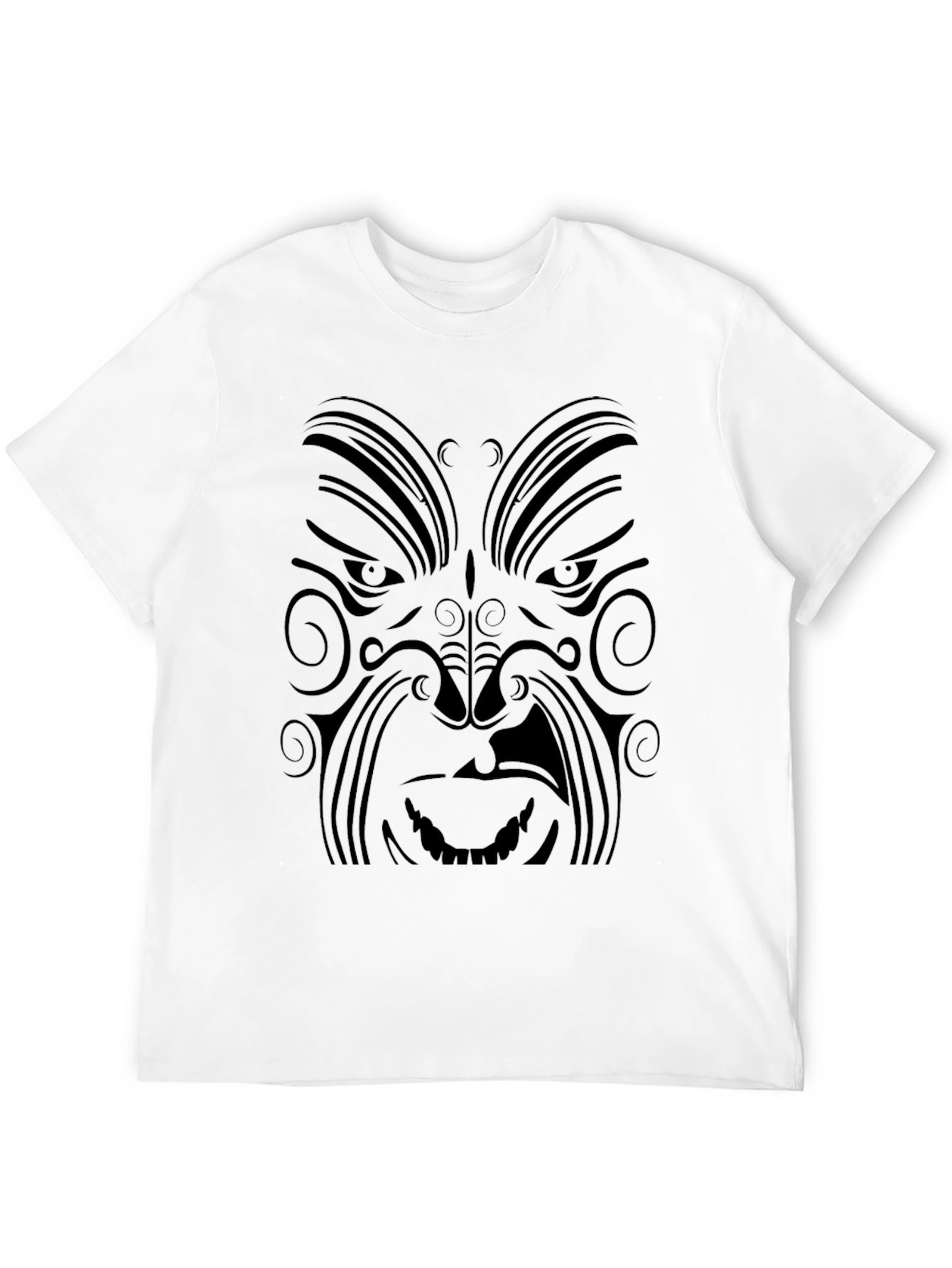 Tribal Face Graphic Black T-Shirt - Mens Style