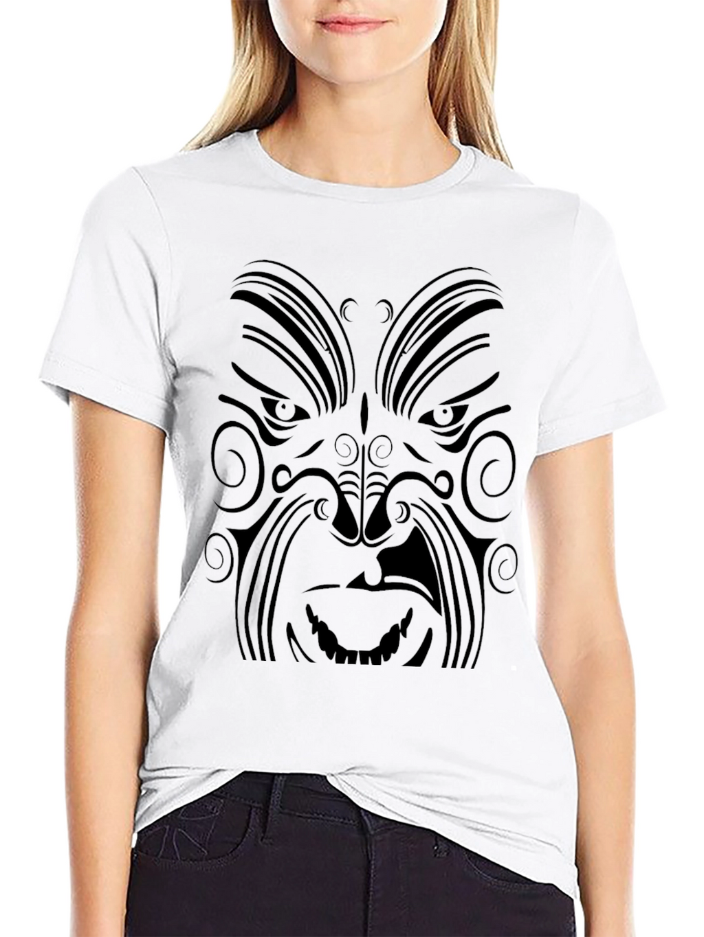 Tribal Face Graphic Black T-Shirt - Mens Style