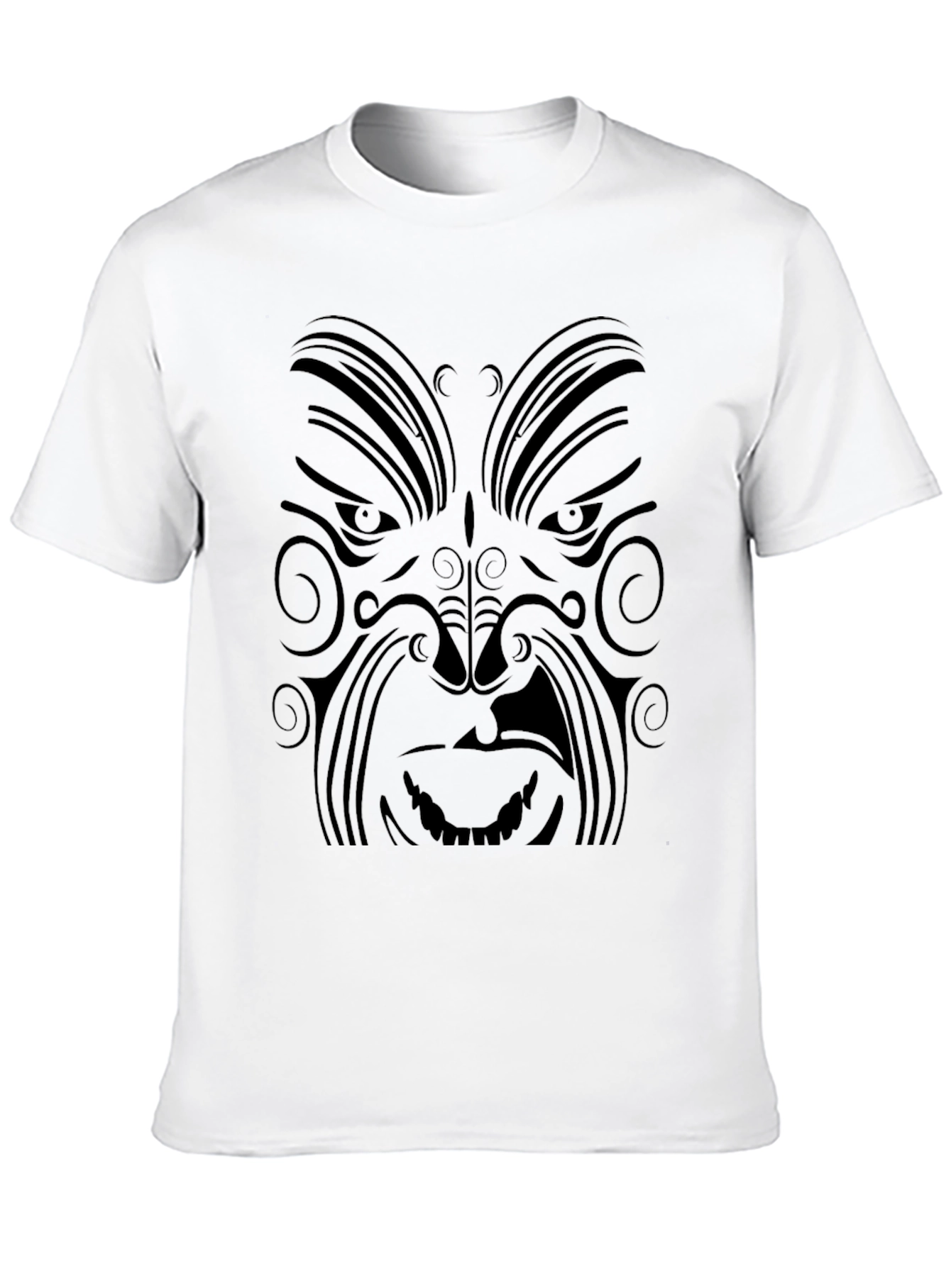 Tribal Face Graphic Black T-Shirt - Mens Style