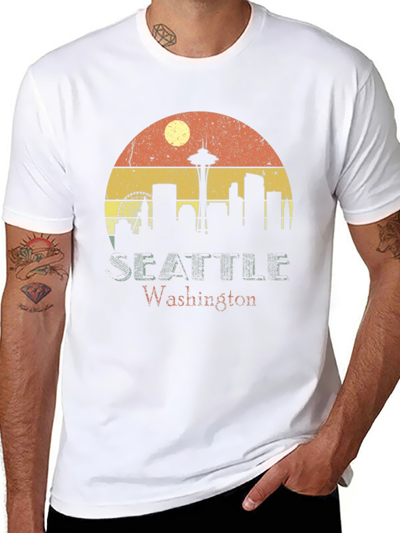 Seattle Washington Skyline Retro T-Shirt