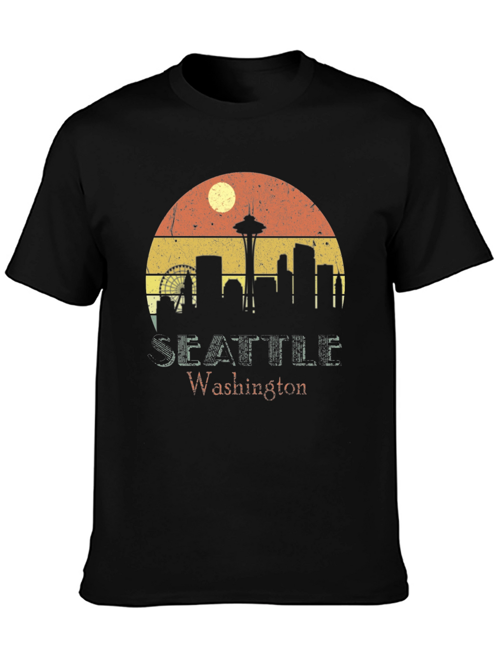 Seattle Washington Skyline Retro T-Shirt