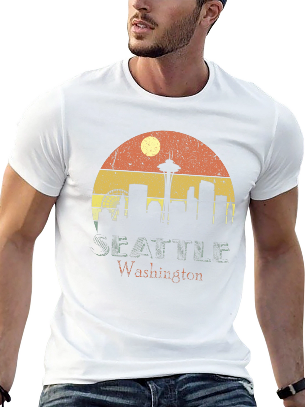 Seattle Washington Skyline Retro T-Shirt