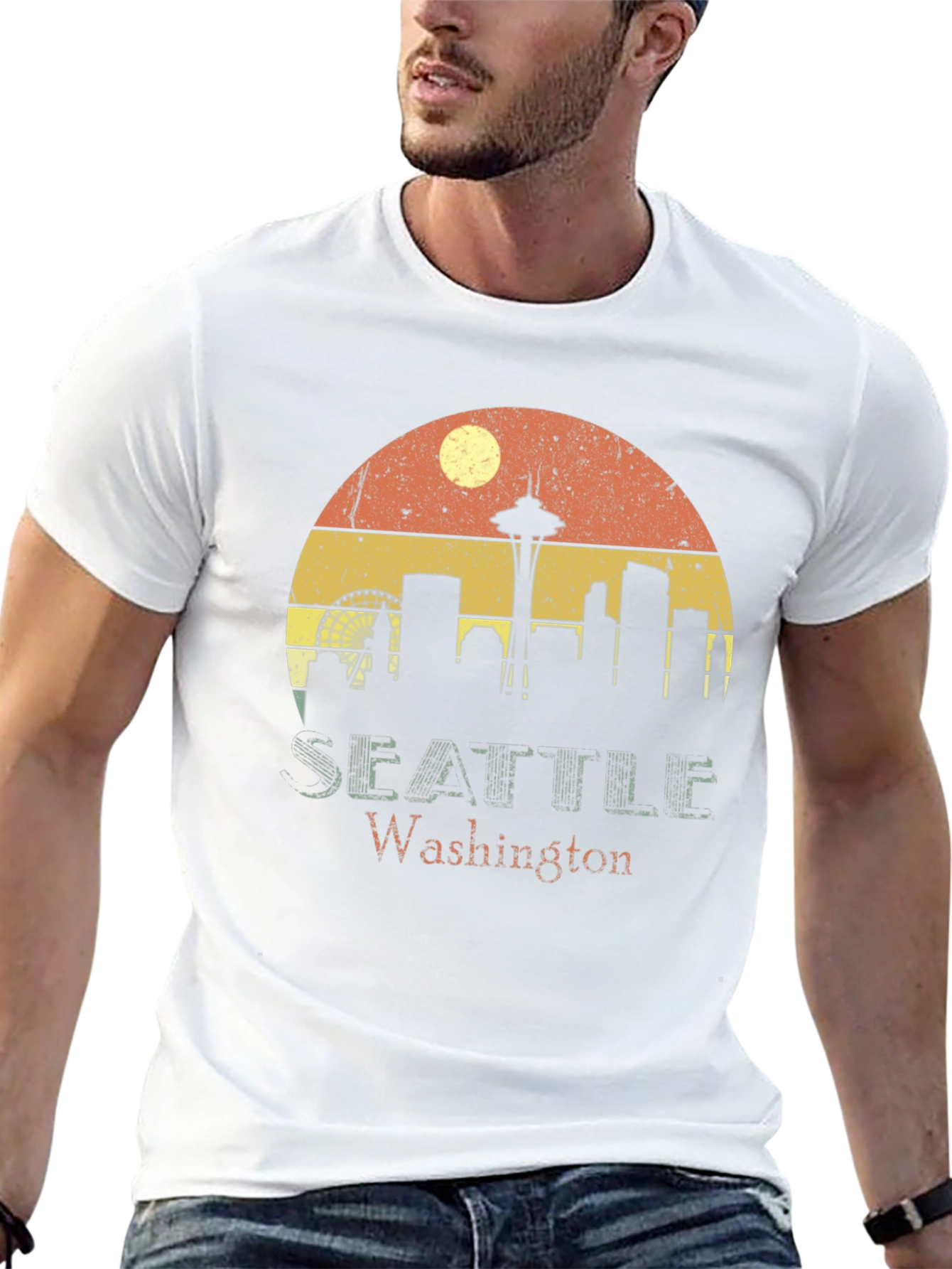 Seattle Washington Skyline Retro T-Shirt