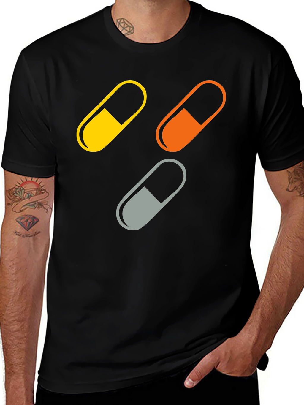 Pill Capsule Graphic Print Mens T-Shirt