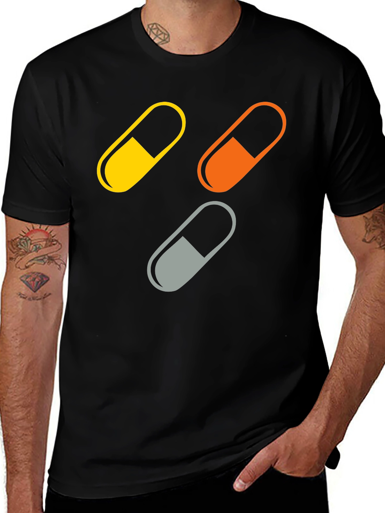 Pill Capsule Graphic Print Mens T-Shirt