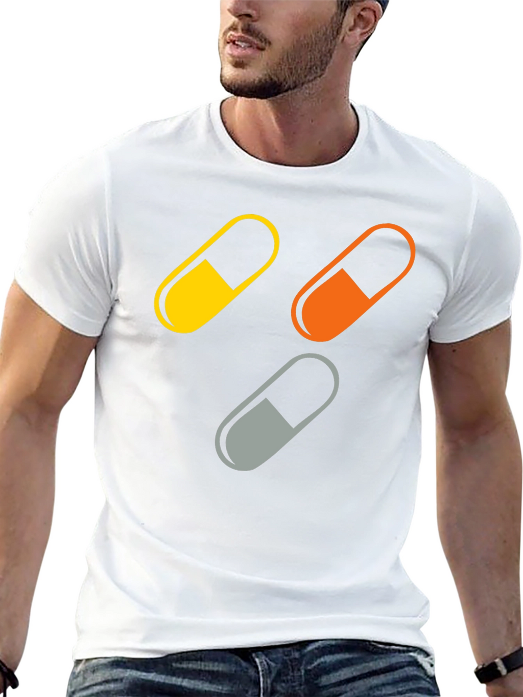 Pill Capsule Graphic Print Mens T-Shirt
