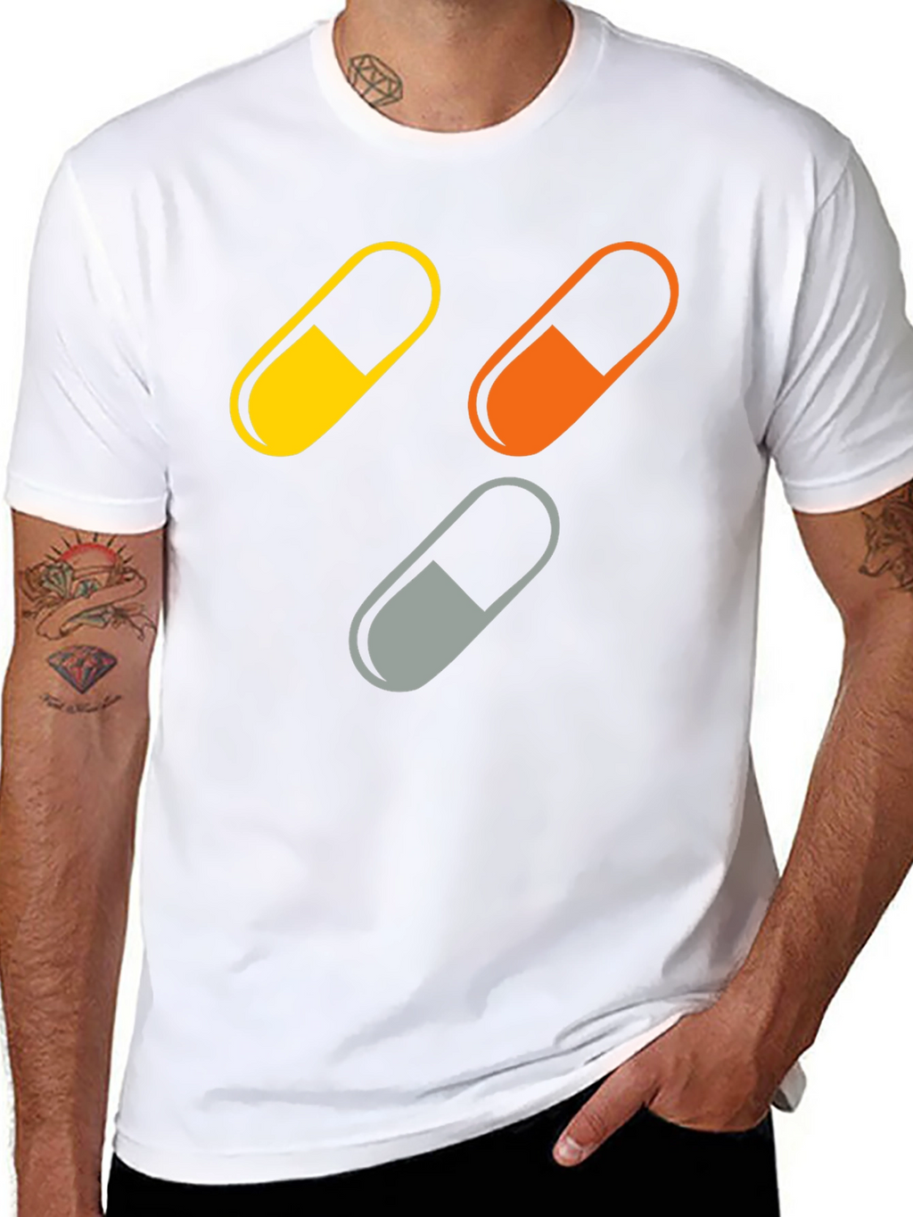 Pill Capsule Graphic Print Mens T-Shirt