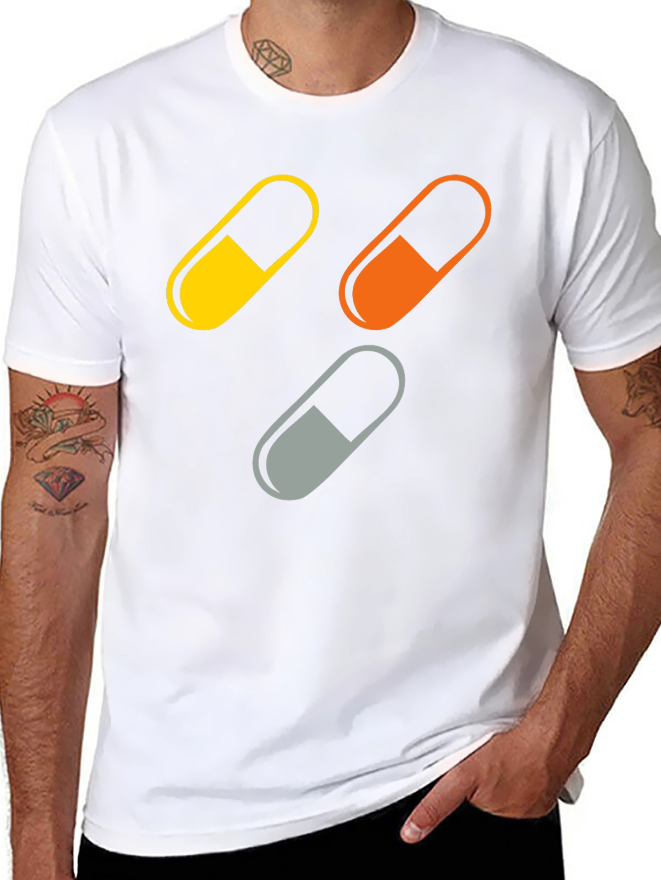 Pill Capsule Graphic Print Mens T-Shirt