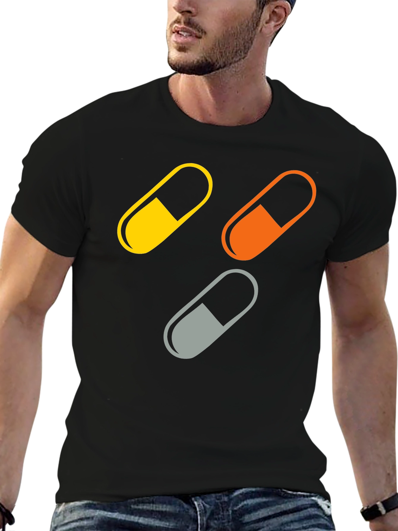 Pill Capsule Graphic Print Mens T-Shirt