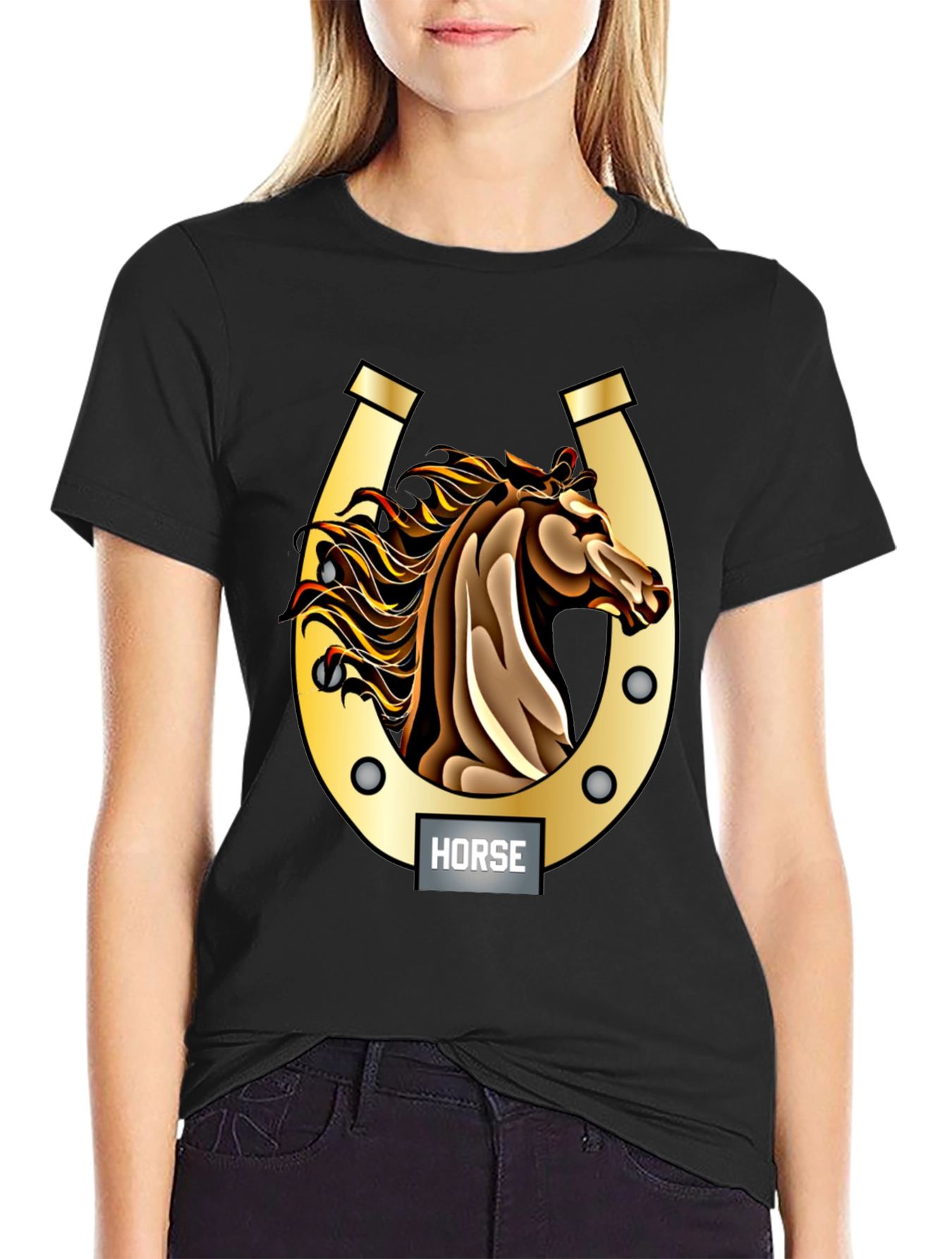 Horse & Horseshoe Graphic Tee - Equestrian Style