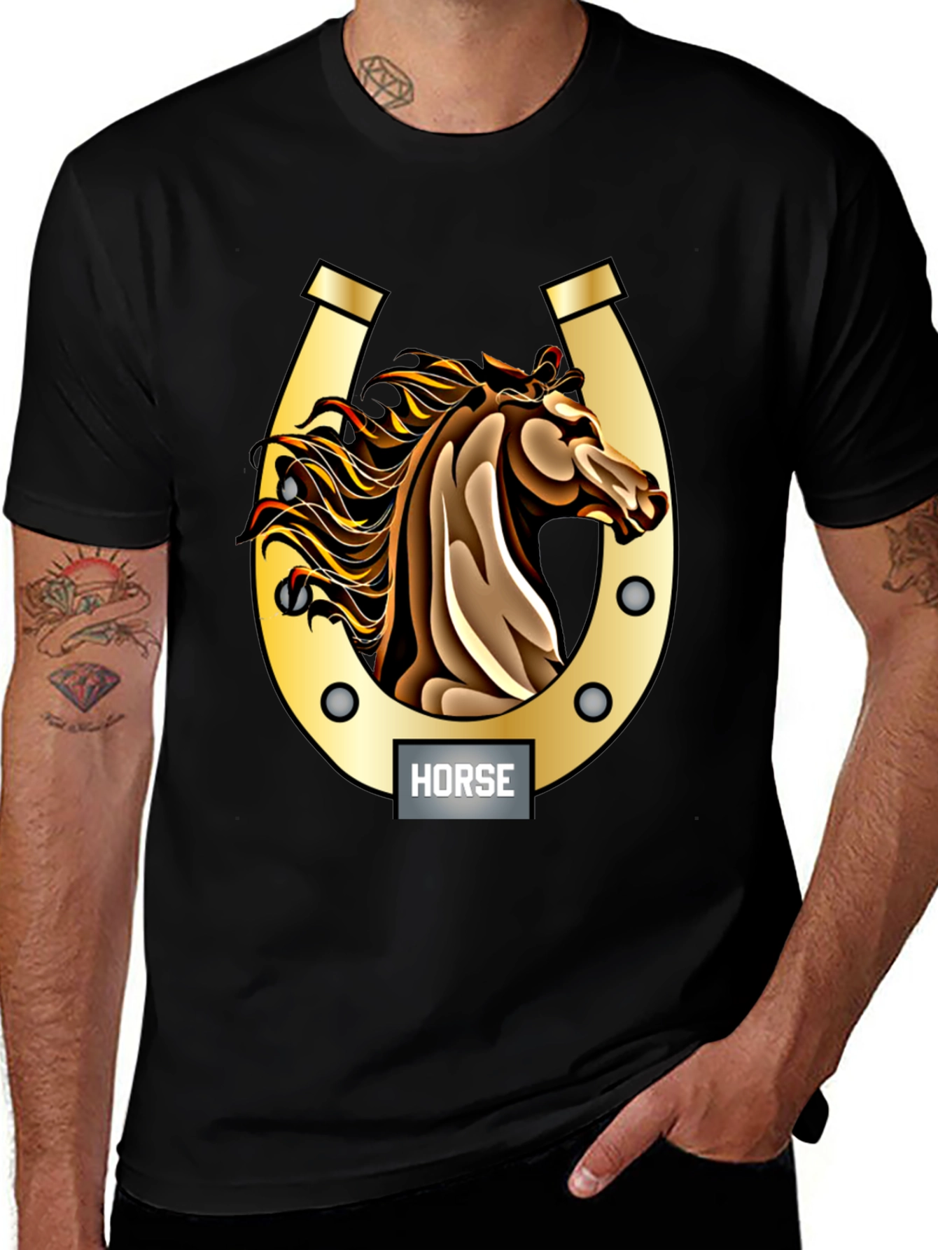 Horse & Horseshoe Graphic Tee - Equestrian Style