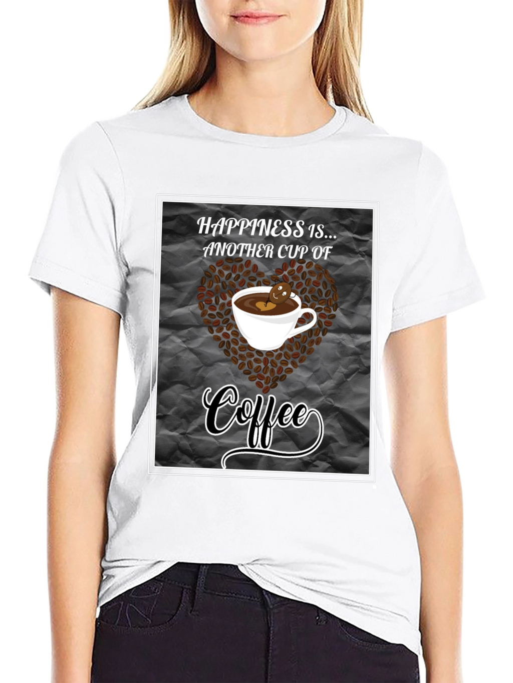 Happiness is Coffee Black T-Shirt