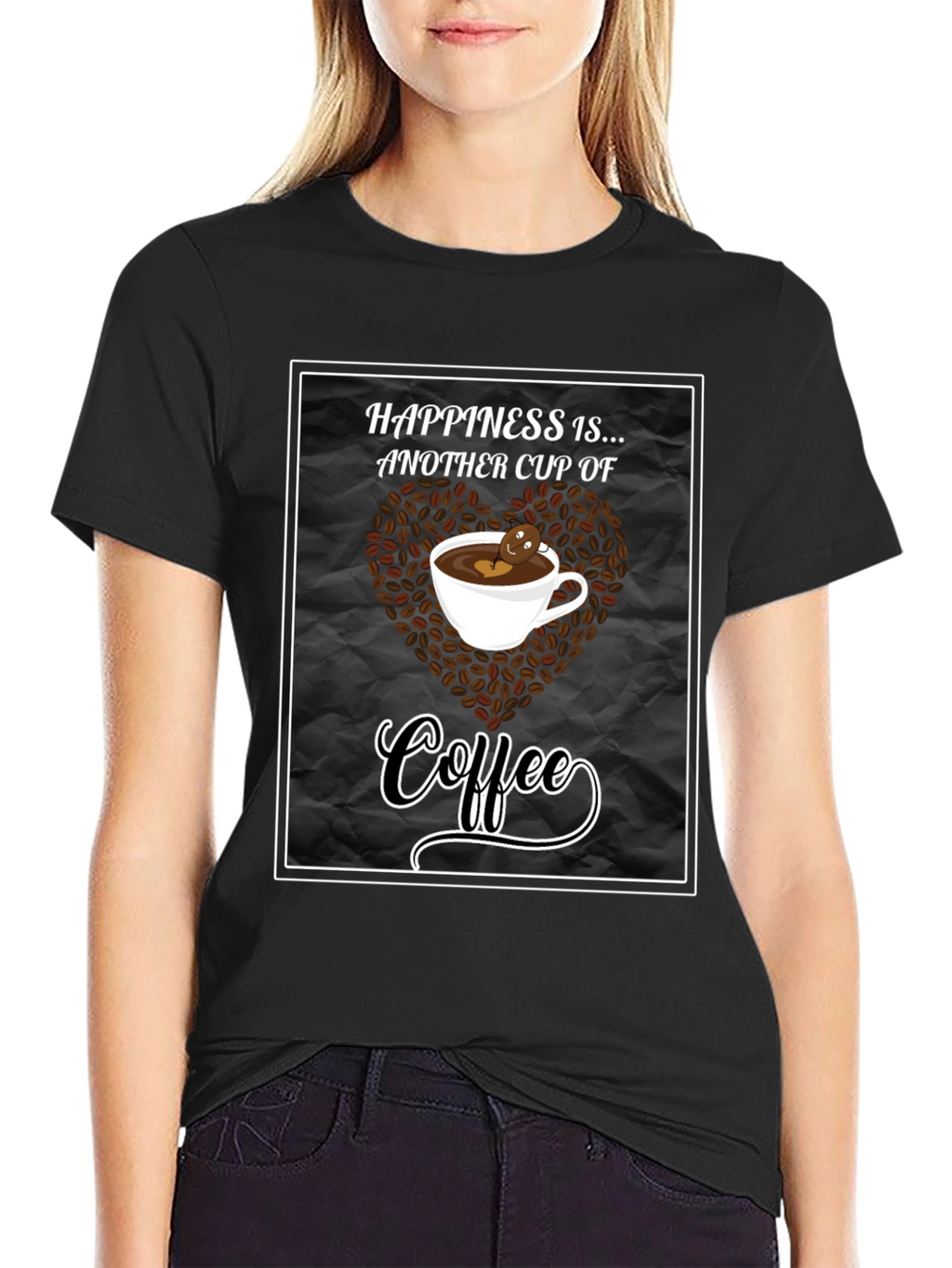 Happiness is Coffee Black T-Shirt