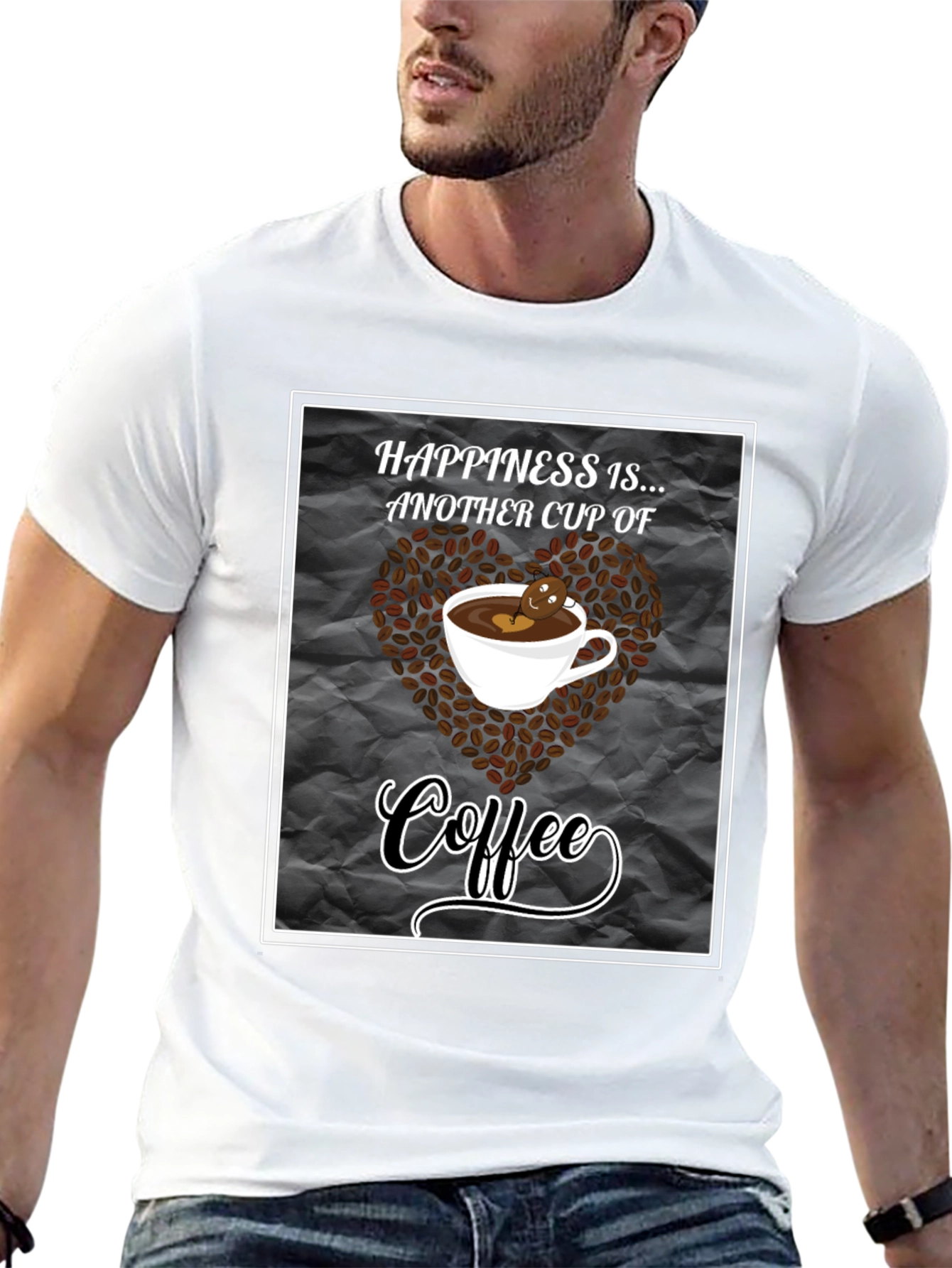 Happiness is Coffee Black T-Shirt