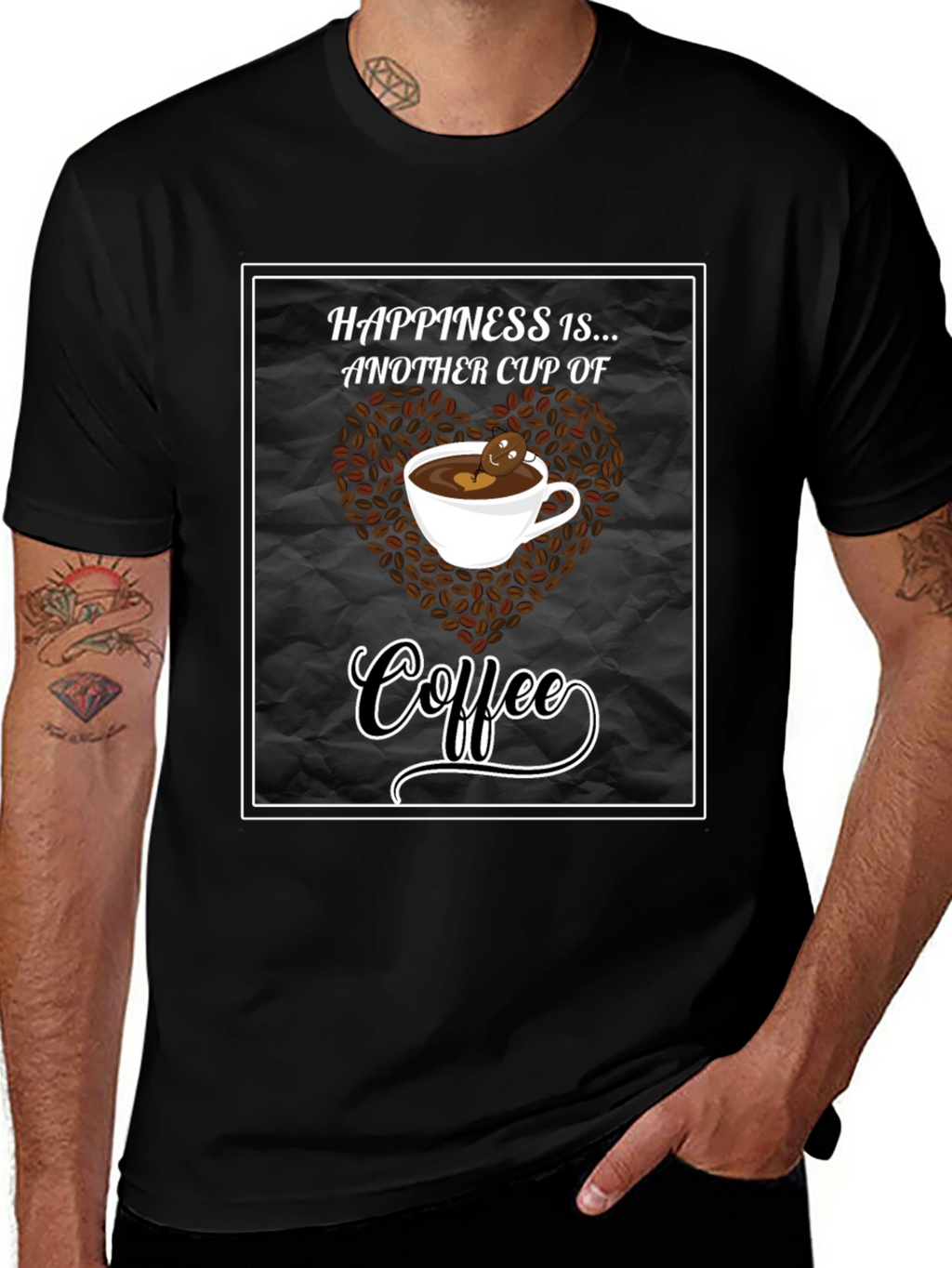 Happiness is Coffee Black T-Shirt