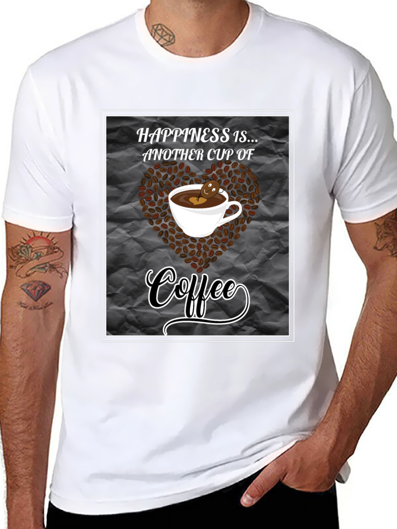 Happiness is Coffee Black T-Shirt