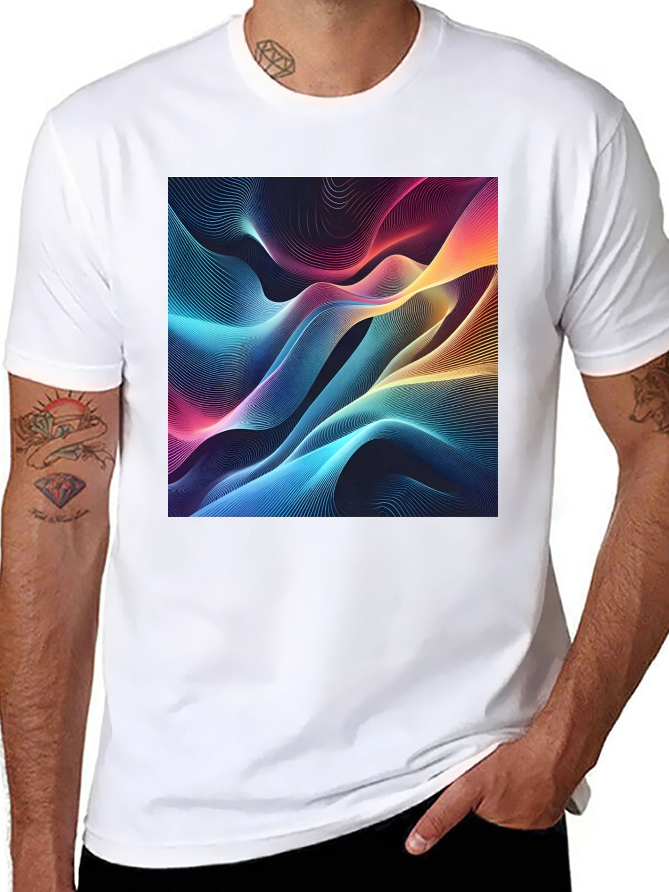 Vibrant Abstract Wave Graphic T-Shirt - Modern Design