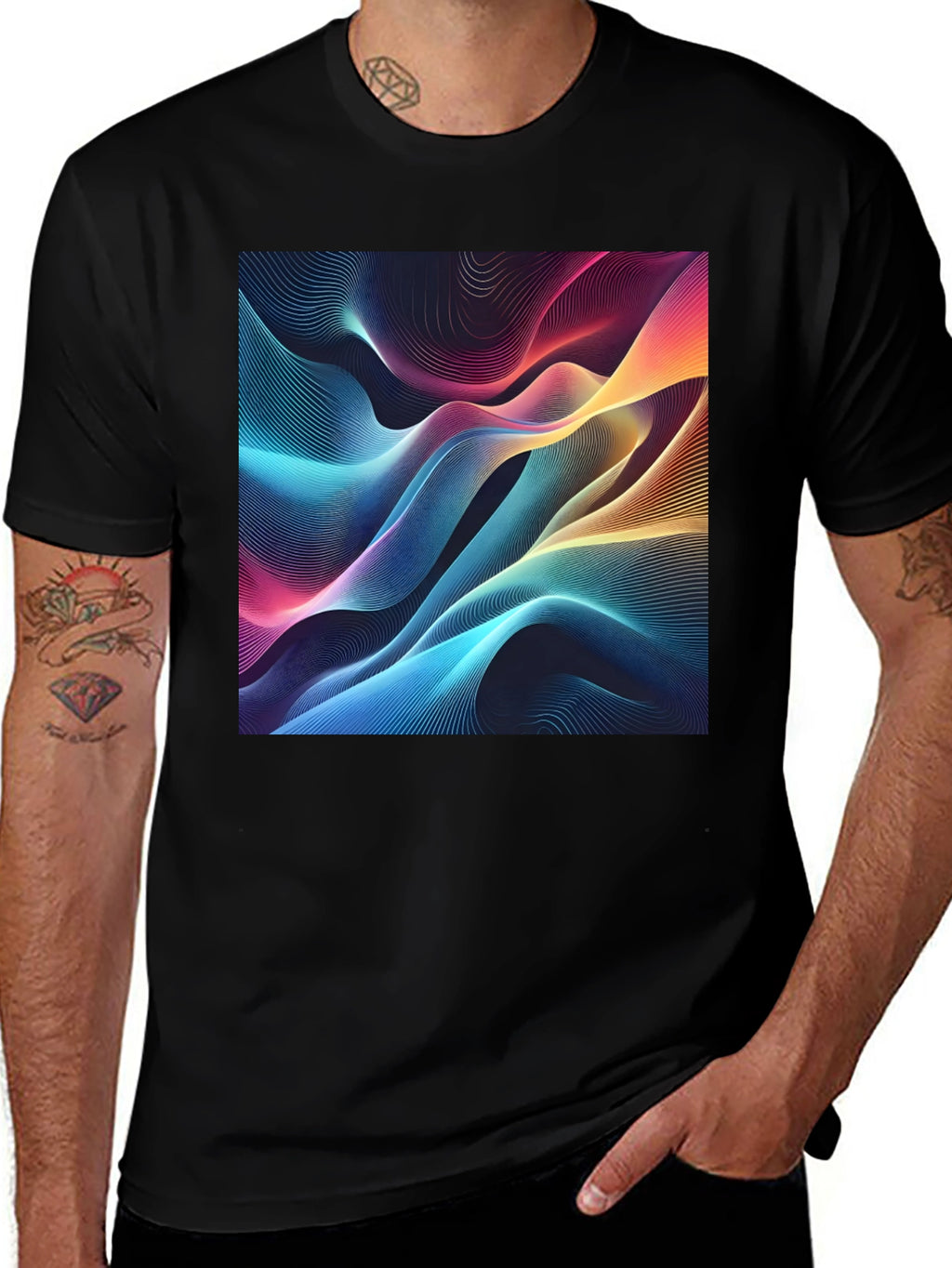 Vibrant Abstract Wave Graphic T-Shirt - Modern Design