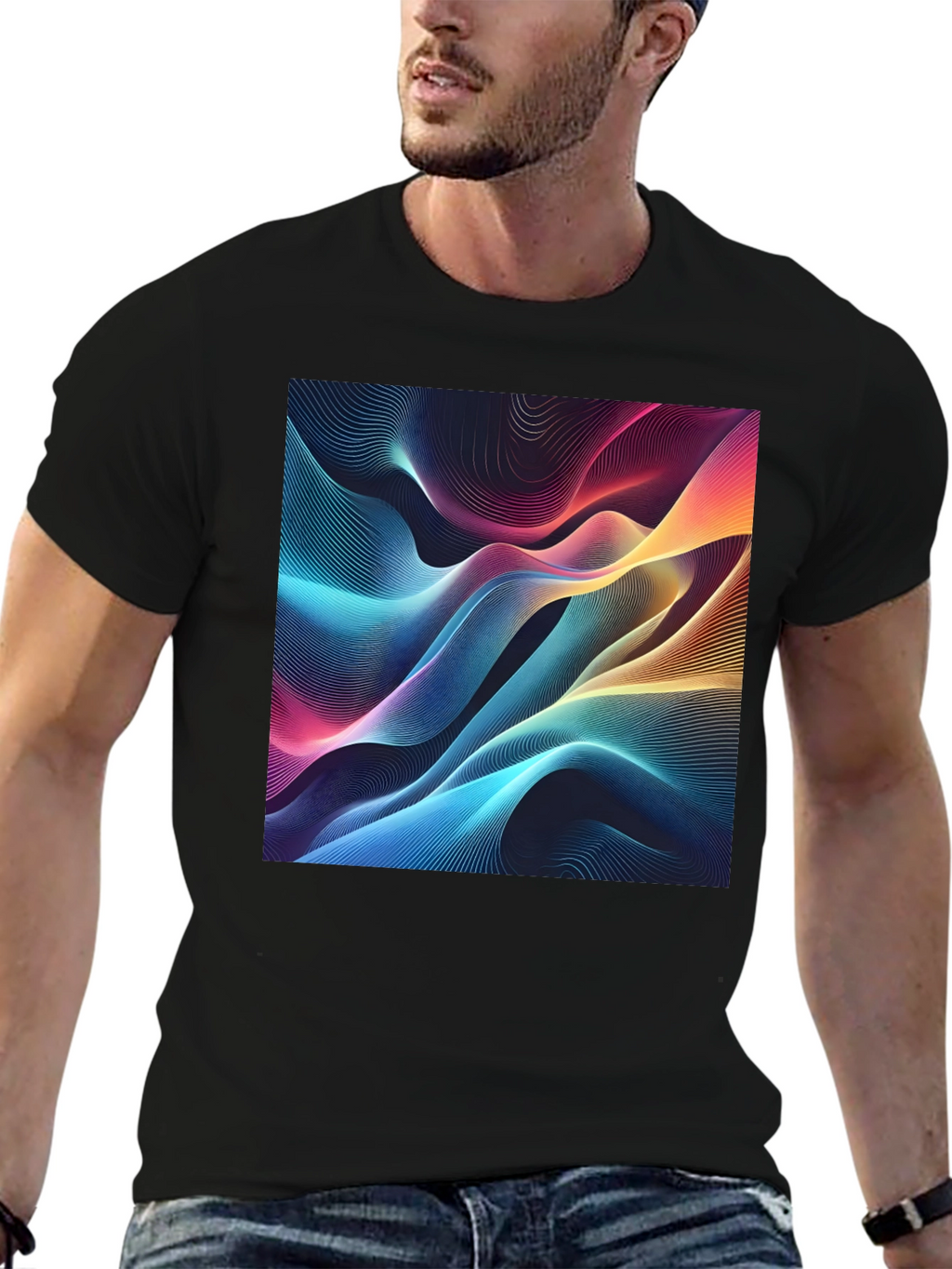 Vibrant Abstract Wave Graphic T-Shirt - Modern Design