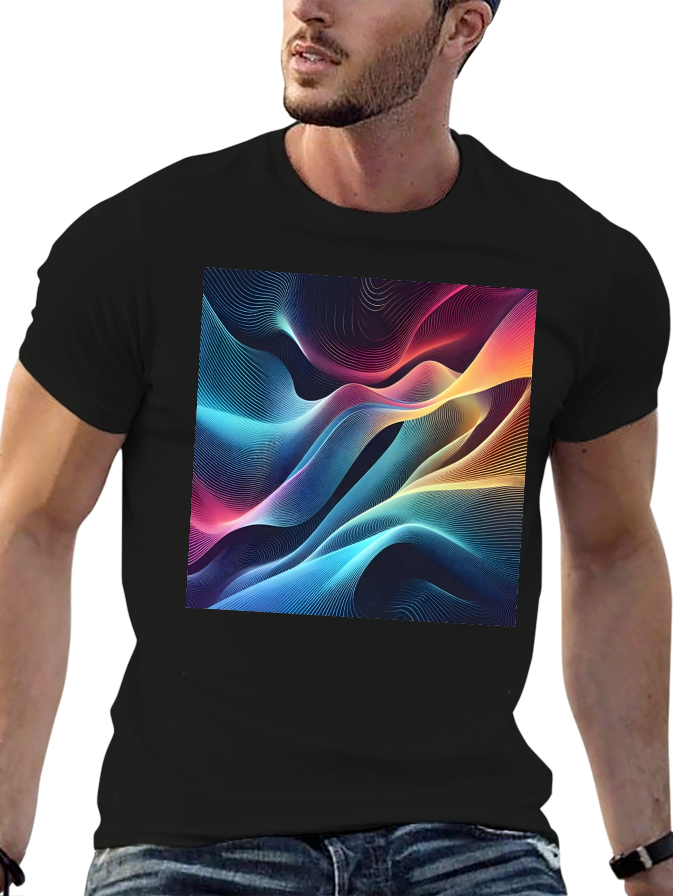 Vibrant Abstract Wave Graphic T-Shirt - Modern Design