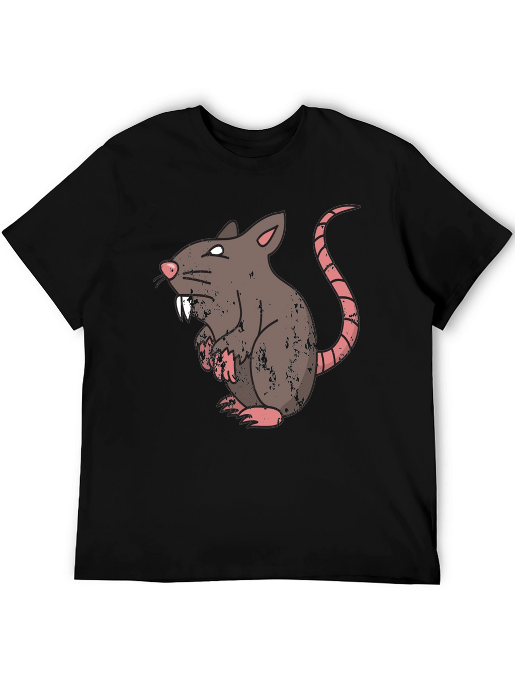 Rat Graphic T-Shirt - Mens Black Crew Neck Tee