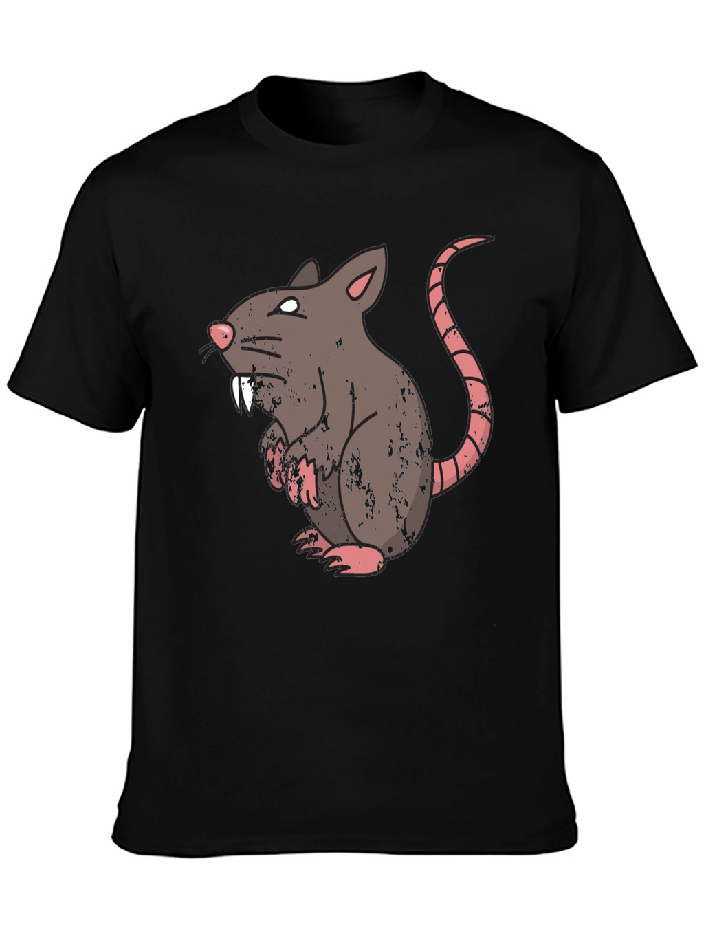 Rat Graphic T-Shirt - Mens Black Crew Neck Tee