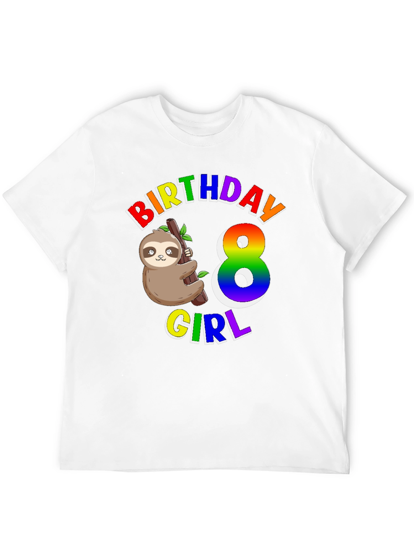 Birthday Girl 8 Sloth T-Shirt