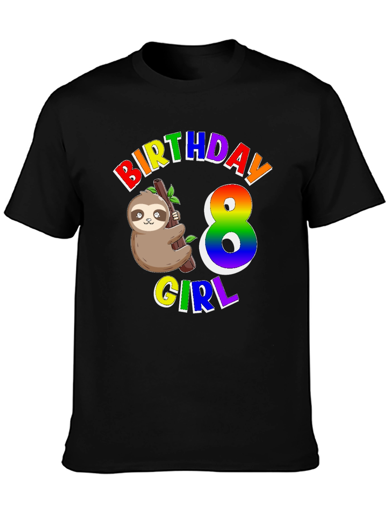 Birthday Girl 8 Sloth T-Shirt
