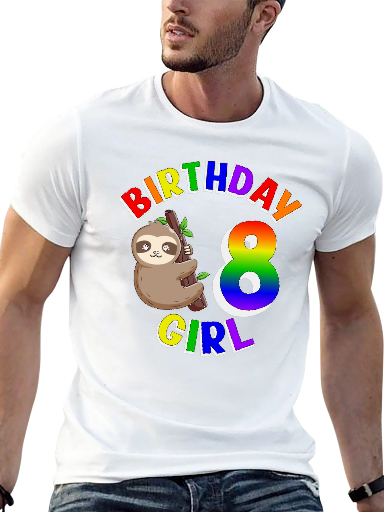 Birthday Girl 8 Sloth T-Shirt
