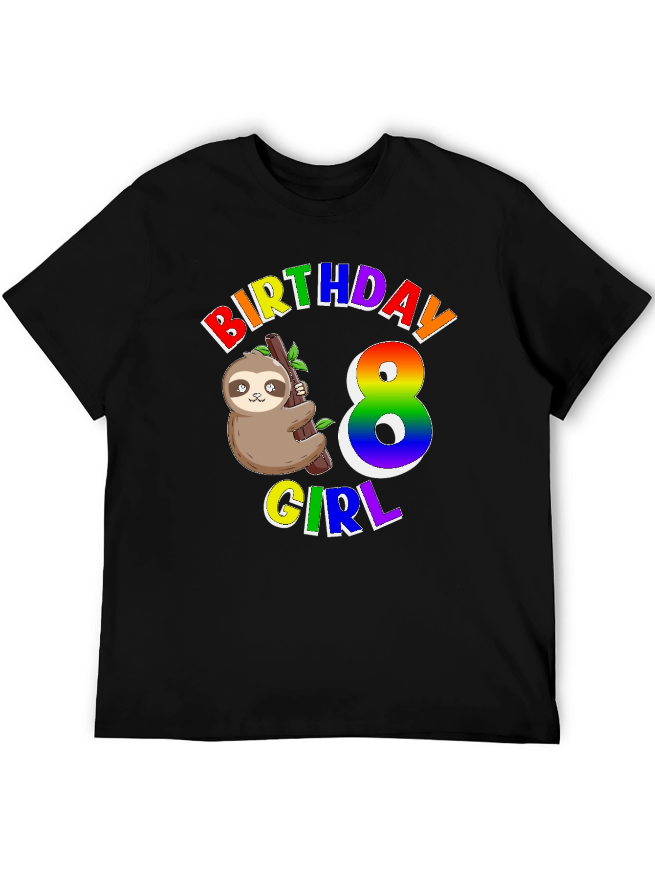 Birthday Girl 8 Sloth T-Shirt