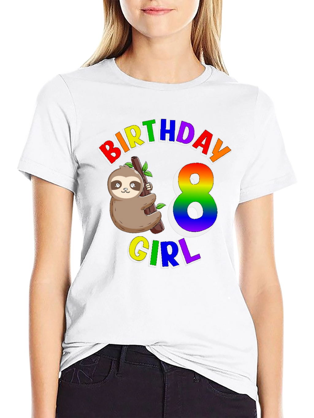 Birthday Girl 8 Sloth T-Shirt