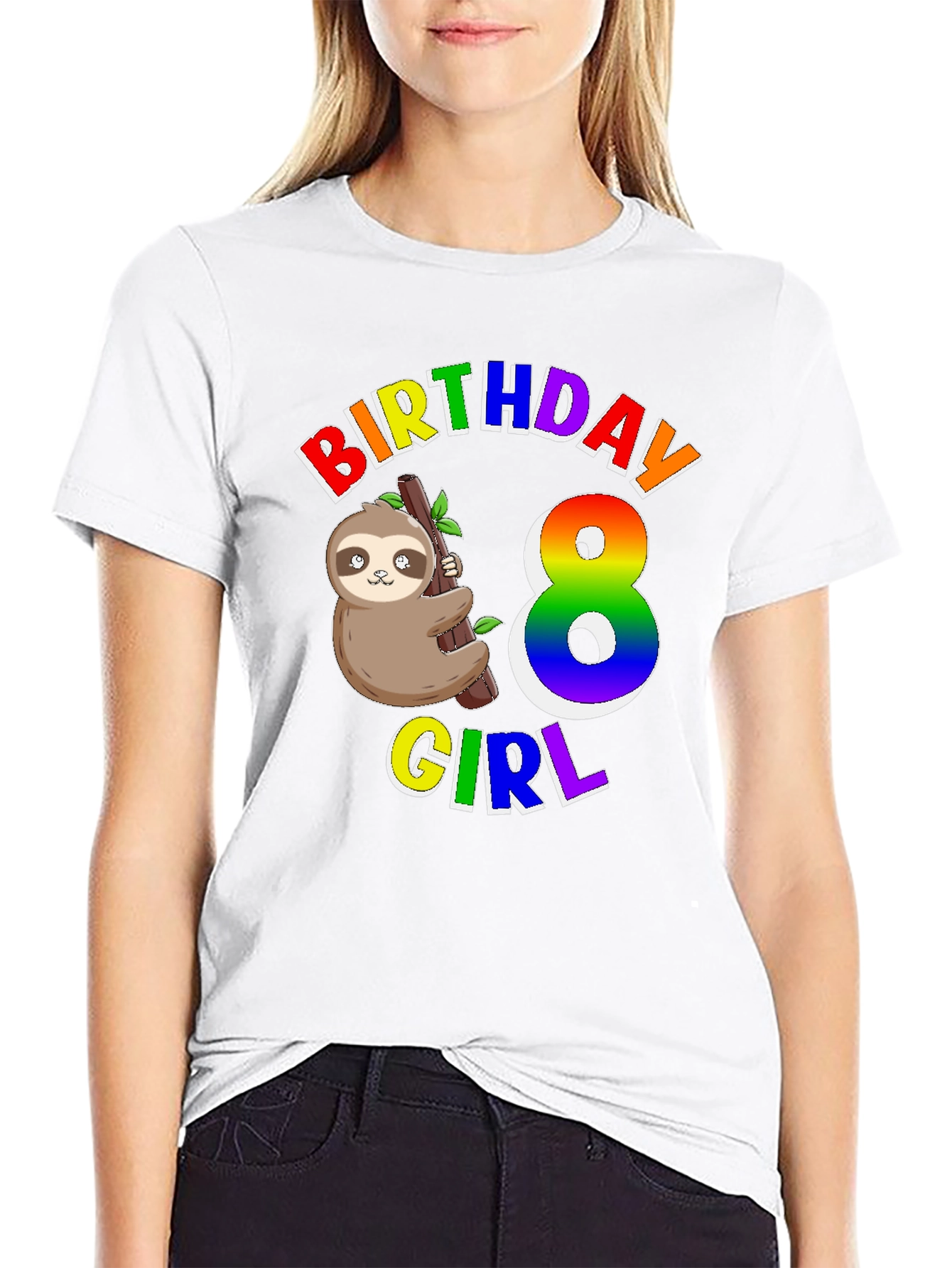 Birthday Girl 8 Sloth T-Shirt