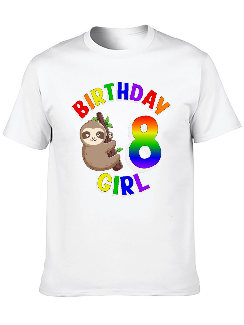 Birthday Girl 8 Sloth T-Shirt