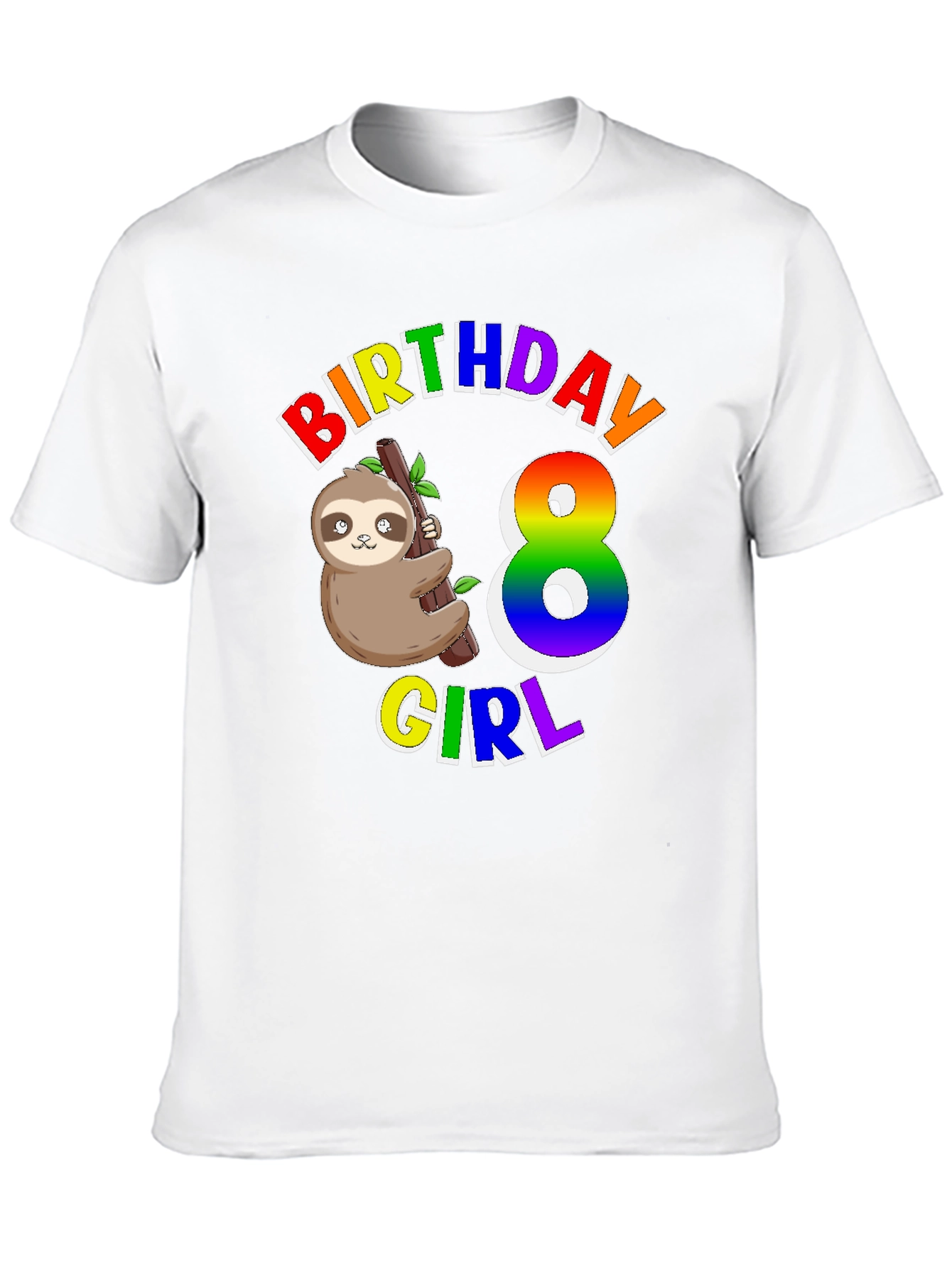 Birthday Girl 8 Sloth T-Shirt