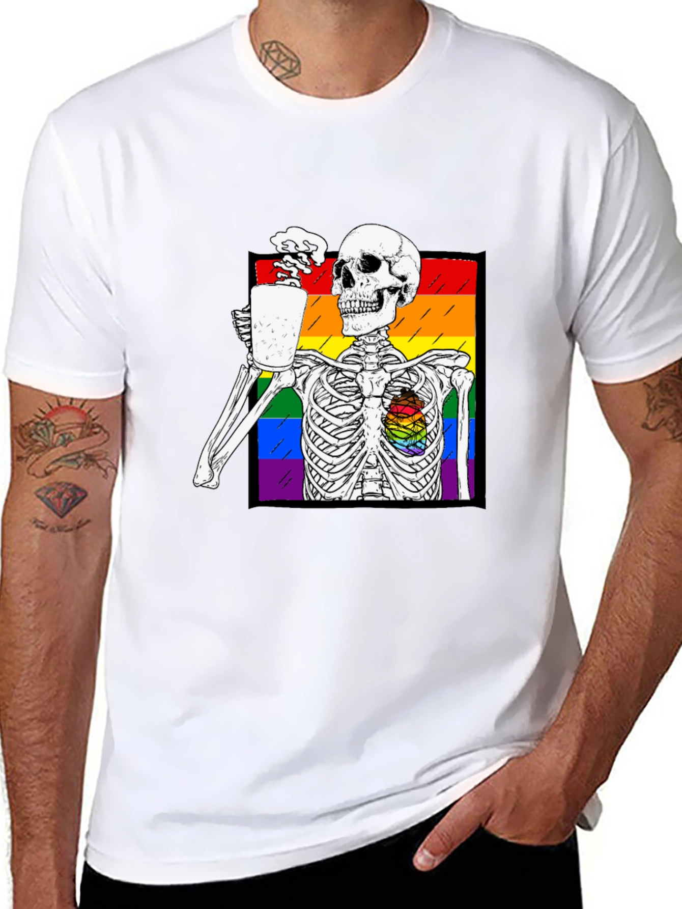 Rainbow Skeleton Coffee T-Shirt