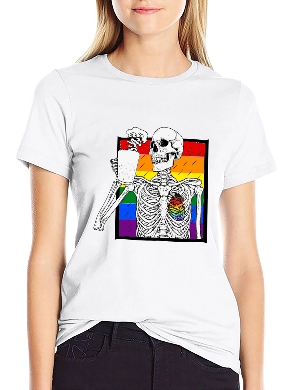 Rainbow Skeleton Coffee T-Shirt