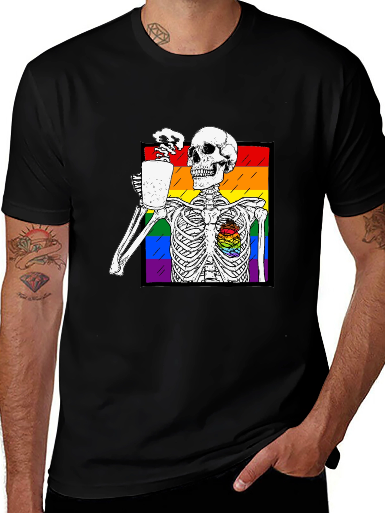 Rainbow Skeleton Coffee T-Shirt