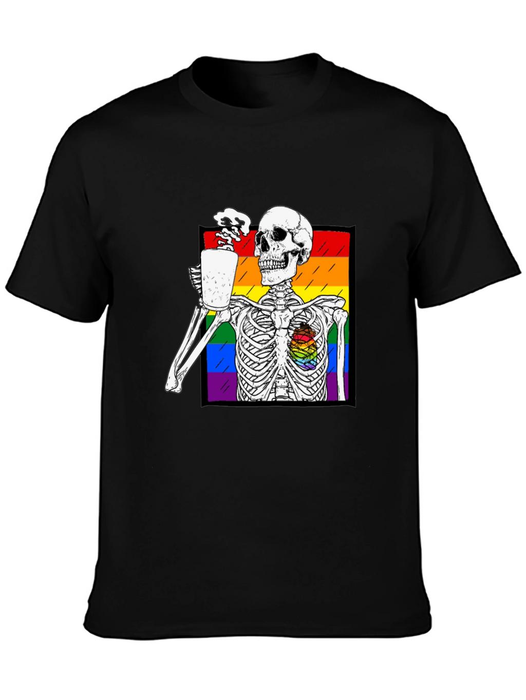 Rainbow Skeleton Coffee T-Shirt