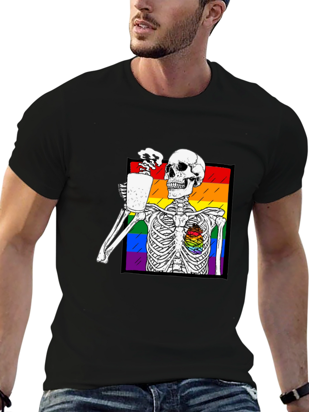 Rainbow Skeleton Coffee T-Shirt