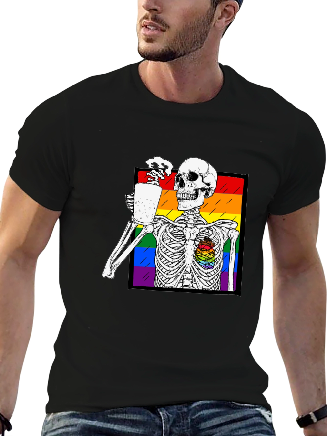 Rainbow Skeleton Coffee T-Shirt