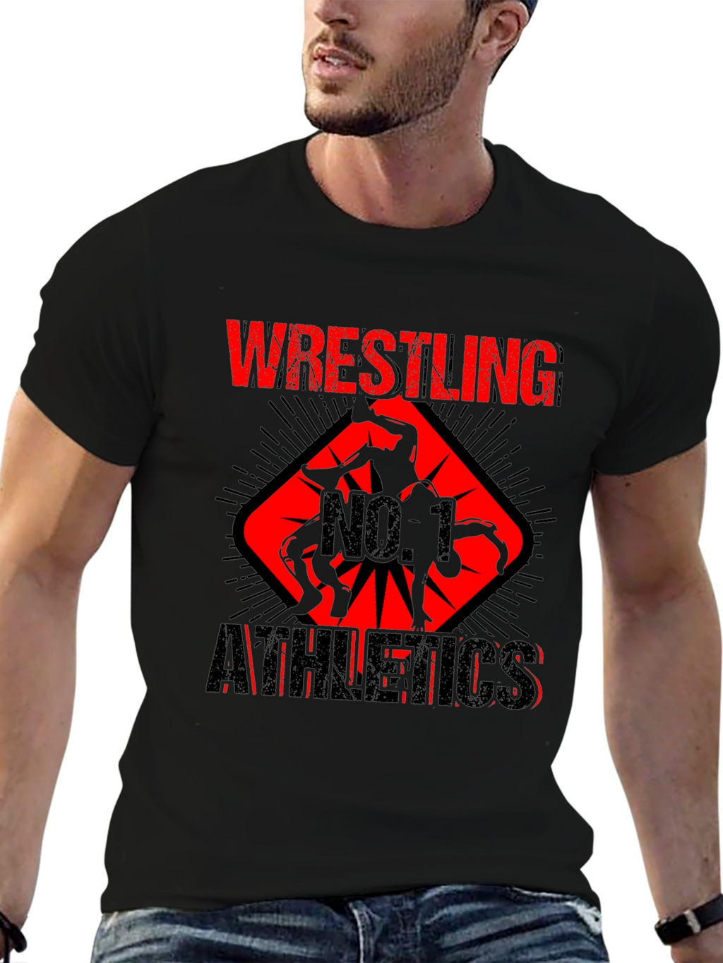 Wrestling No. 1 Athletics Black T-Shirt