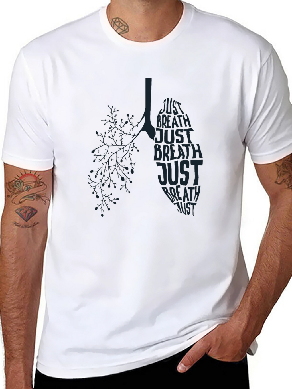 Just Breathe Lung Graphic T-Shirt - Mens