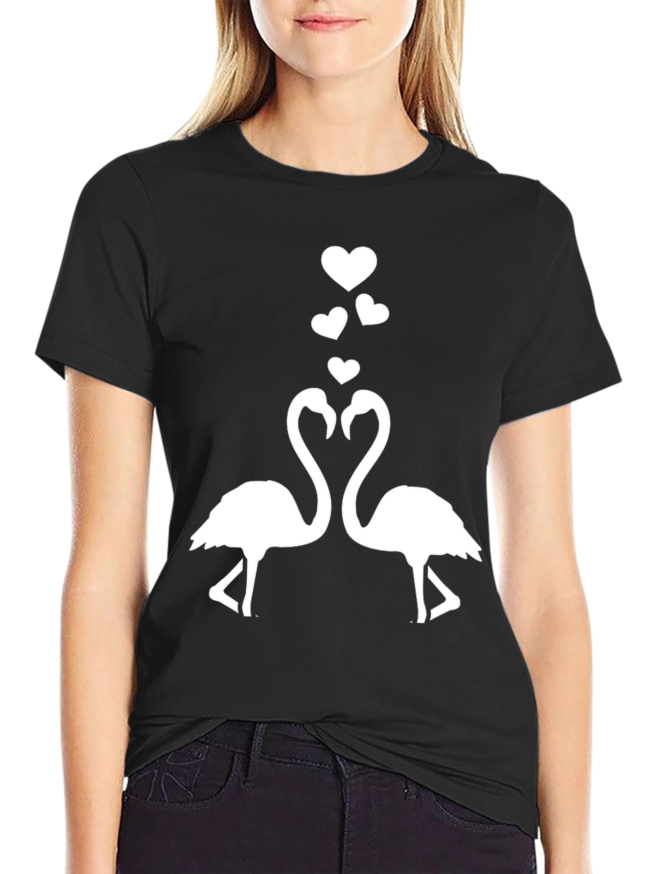 Flamingo Love T-Shirt - Black Graphic Tee