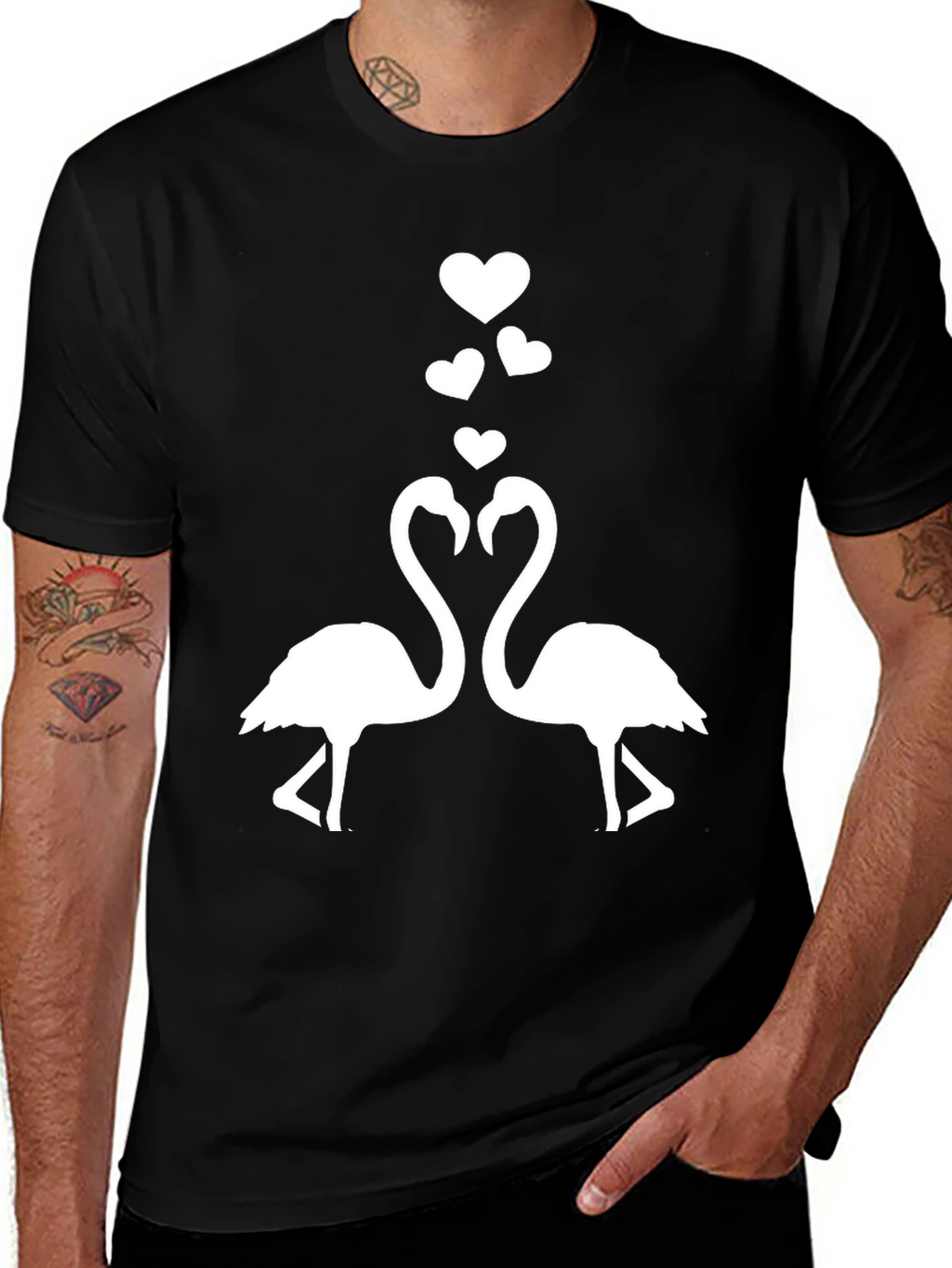 Flamingo Love T-Shirt - Black Graphic Tee