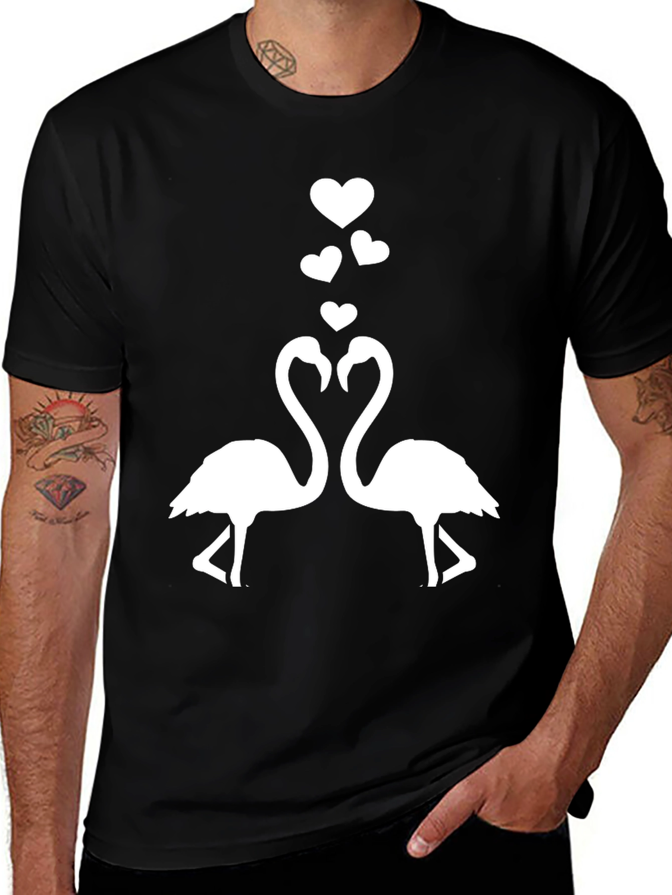 Flamingo Love T-Shirt - Black Graphic Tee
