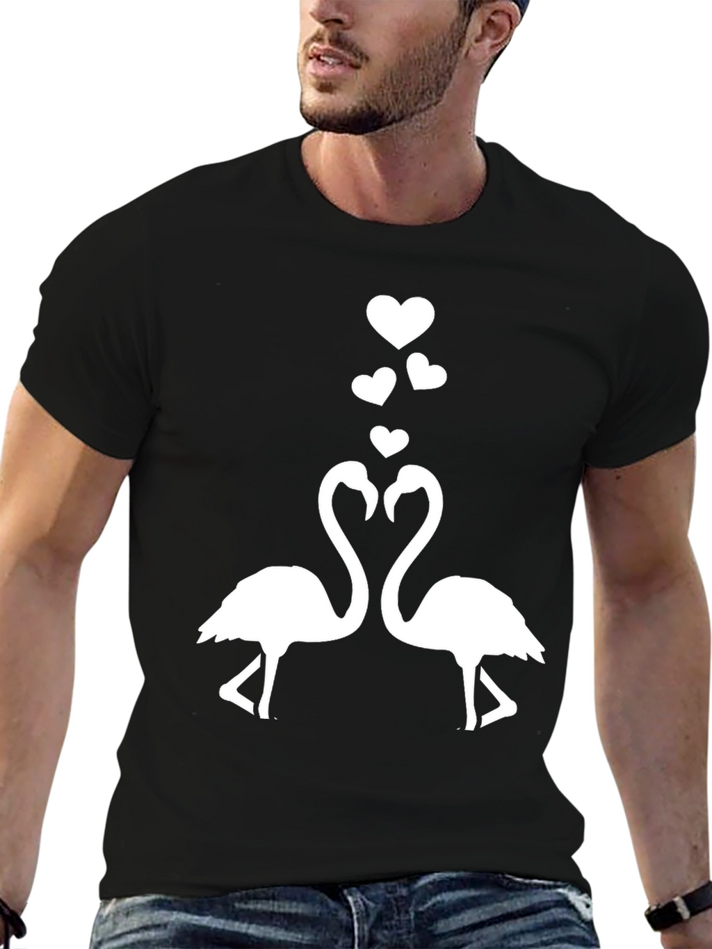 Flamingo Love T-Shirt - Black Graphic Tee
