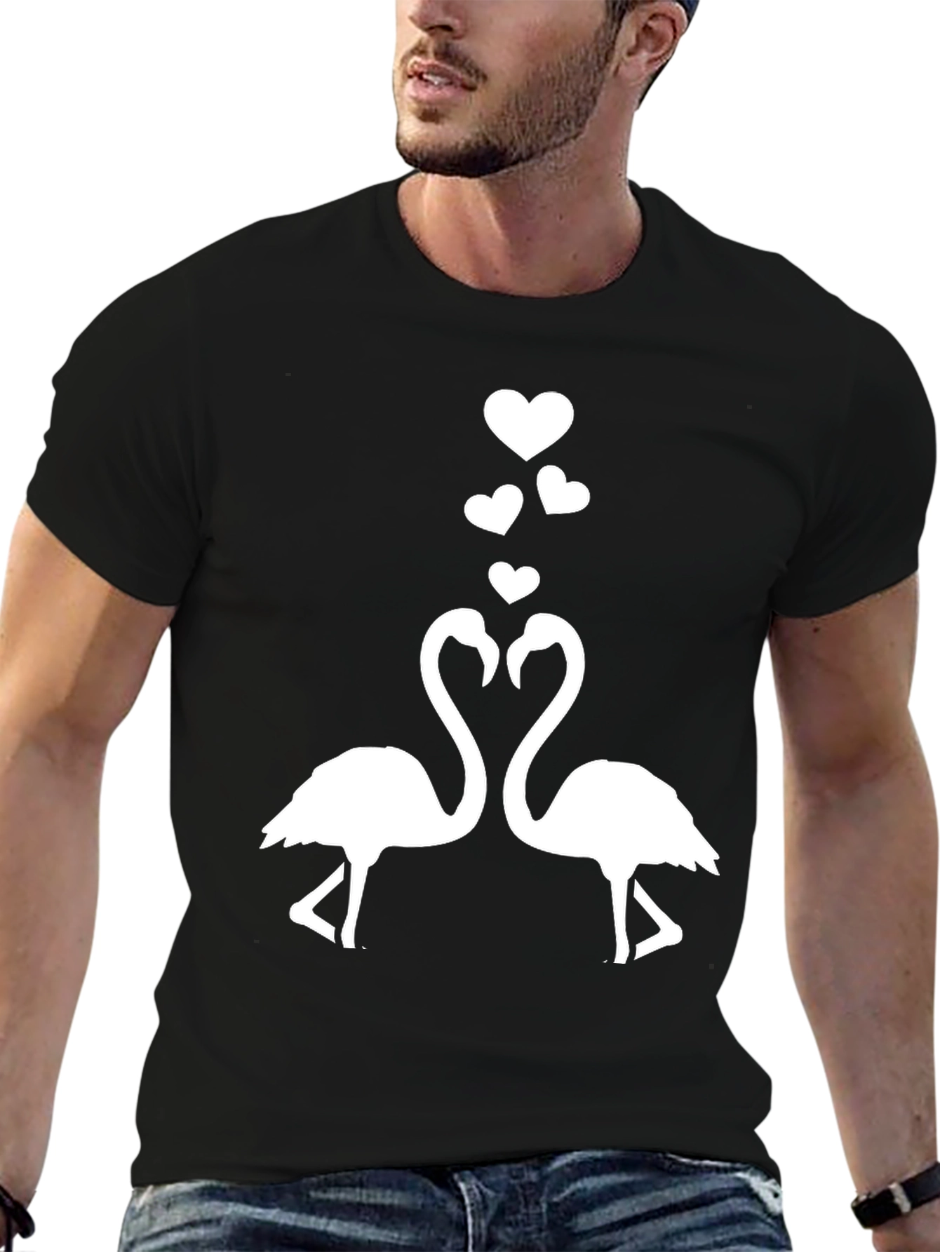 Flamingo Love T-Shirt - Black Graphic Tee